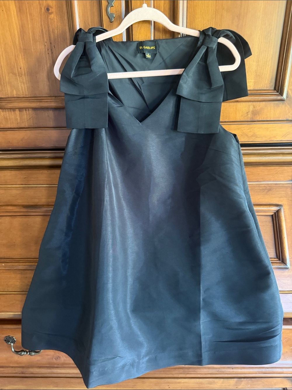 Sugarlips Black Bow-Shoulder A-Line Girls Dress